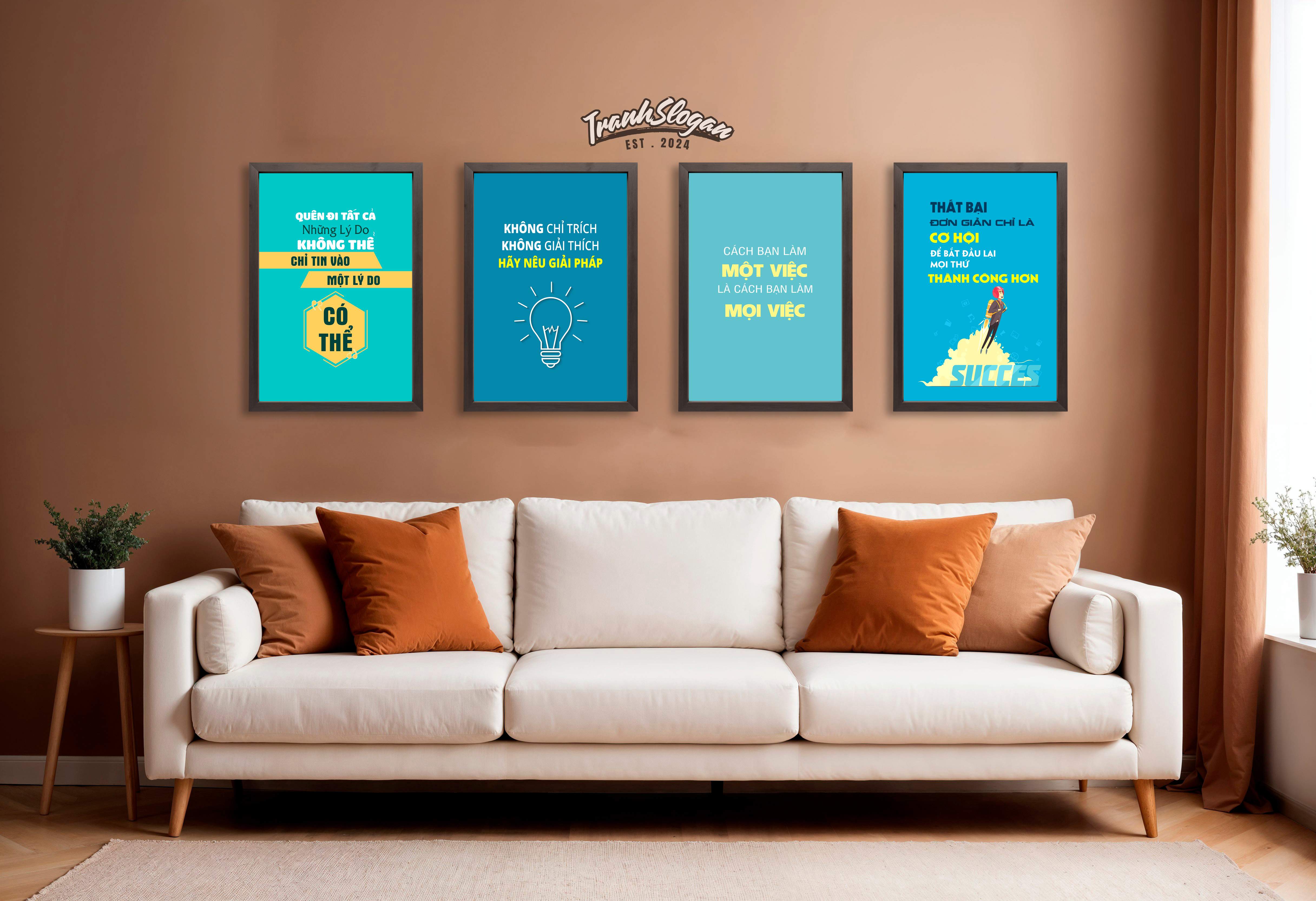 Bộ 4 Tranh Slogan Văn Phòng 03